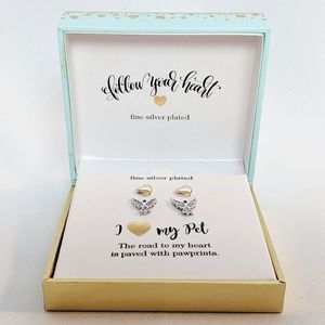 Fine Silver Plated Earrings "I Love My Pet" Angel